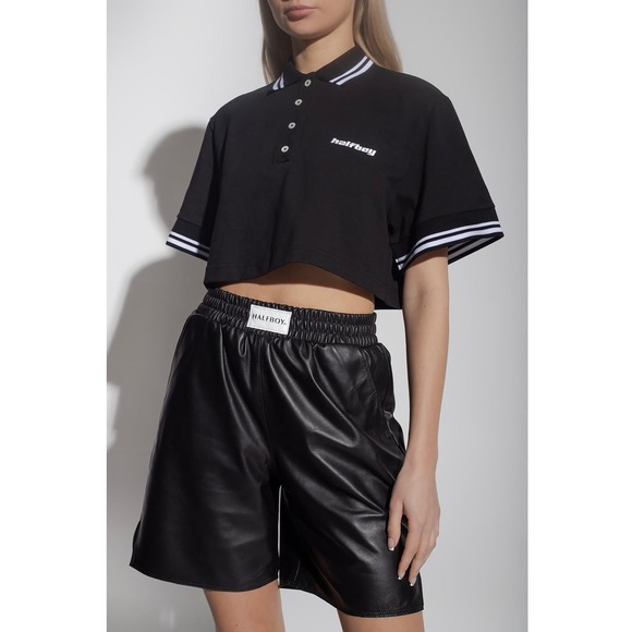Halfboy Black Logo-Embroidered Cropped Polo - XS - NWT - Picture 10 of 10